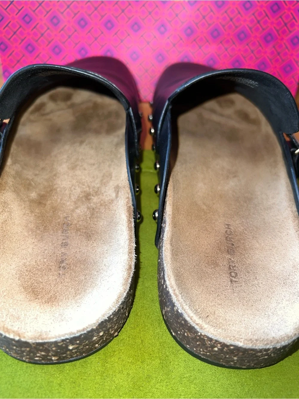 Tory Burch Perfect Black Leather Mellow Studded Mule Clogs